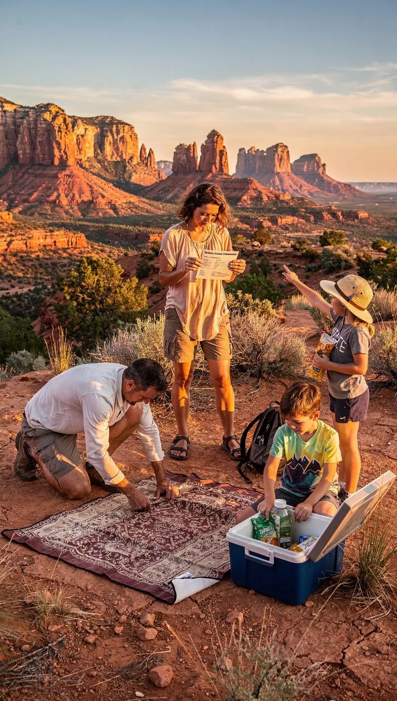 Rodzina podróżująca samochodem po scenicznym szlaku.