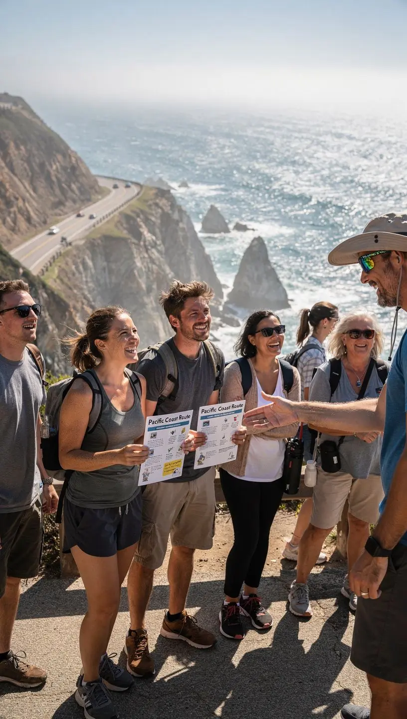 Malownicza trasa wzdłuż wybrzeża z widokiem na ocean.